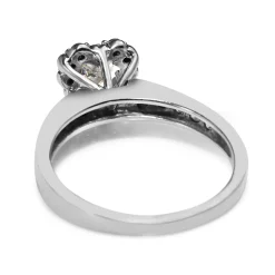 14ct White Gold Heart Halo Diamond Ring