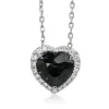 18ct White Gold Heart Sapphire and Diamond Halo Necklace