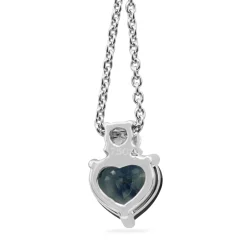 18ct White Gold Heart Sapphire and Diamond Necklace