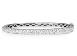 9ct White Gold Hinged 3ct Diamond Bangle