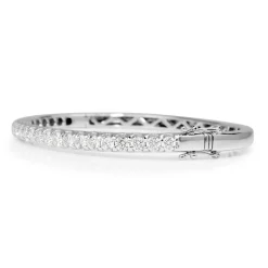 9ct White Gold Hinged 3ct Diamond Bangle