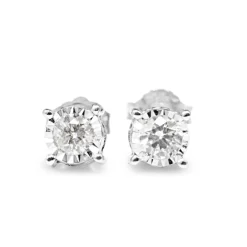 14ct White Gold Illusion Diamond Stud Earrings