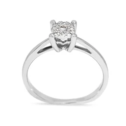 9ct White Gold Illusion Diamond Cluster Ring