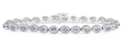 14ct White Gold Iolite and Diamond Bracelet