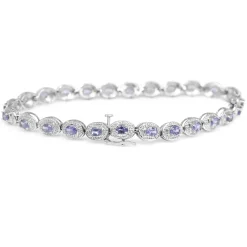 14ct White Gold Iolite and Diamond Bracelet