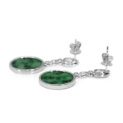 14ct White Gold Jade, Onyx and Diamond Earrings