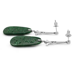 18ct White Gold Jade, Onyx and Diamond Earrings