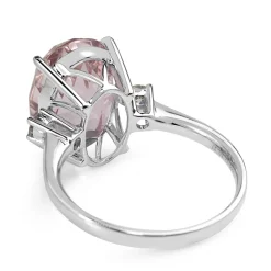 18ct White Gold Kunzite and Diamond 3 Stone Ring