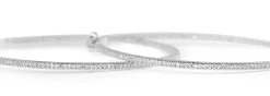14ct White Gold Large Single Cut Diamond Hoop Earrings