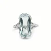14ct White Gold Late Art Deco Aquamarine Filigree Ring