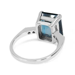 9ct White Gold London Blue Topaz and Diamond Solitaire Ring