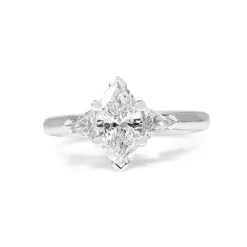 18ct White Gold Marquise and Trillion 3 Stone Diamond Ring