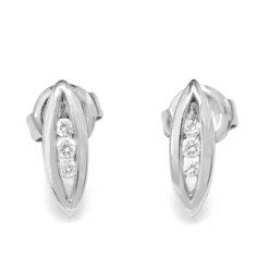 9ct White Gold Marquise Channel Set Diamond Earrings