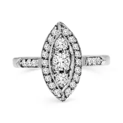 18ct White Gold Marquise Diamond Halo Ring