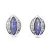 18ct White Gold Marquise Shaped Diamond and Cabochon Tanzanite Stud Earrings