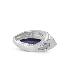 18ct White Gold Marquise Shaped Diamond and Cabochon Tanzanite Pendant