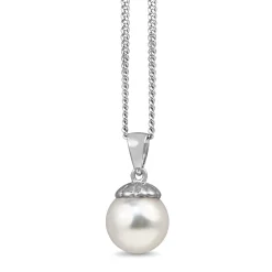9ct White Gold 8mm Akoya Pearl Necklace