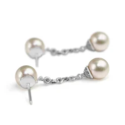 18ct White Gold 8mm Cultured Pearl and Diamond Earrings