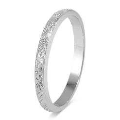 9ct White Gold 2.2mm Engraved Band Ring