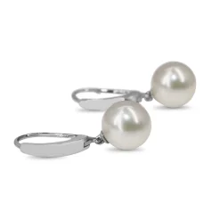 18ct White Gold 9mm Fresh Water Pearl Earrings