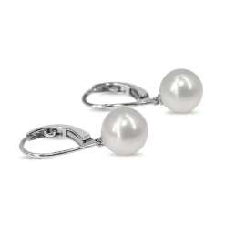 18ct White Gold 9mm Fresh Water Pearl Earrings
