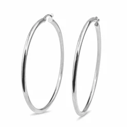 9ct White Gold 55mm Hoop Earrings