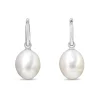 9ct White Gold 12.8mm South Sea Pearl Hoop Earrings