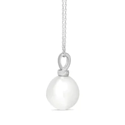 18ct White Gold 15.5mm South Sea Pearl and Diamond Necklace