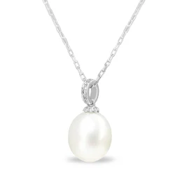 18ct White Gold 11mm South Sea Pearl and Diamond Necklace