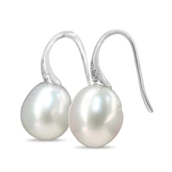 18ct White Gold 12mm South Sea Pearl and Diamond Earrings