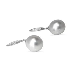 18ct White Gold 13mm South Sea Pearl and Diamond Earrings