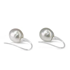 18ct White Gold 12mm South Sea Pearl and Diamond Earrings