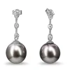 18ct White Gold 11mm Tahitian Pearl and Diamond Drop Earrings