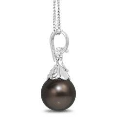 14ct White Gold 14.5mm Tahitian Pearl and Diamond Pendant / Enhancer