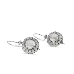 9ct White Gold Moonstone Vintage Style Earrings