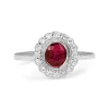 9ct White Gold Natural Ruby and Diamond Daisy Ring