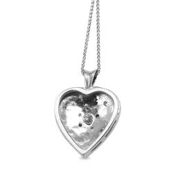 14ct White Gold Old Cut Diamond Heart Pendant