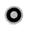 9ct White Gold Onyx and Diamond Halo Cluster Ring