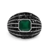 9ct White Gold Onyx and Green Agate Domed Ring