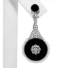 18ct White Gold Onyx, Diamond and Seed Pearl Earrings