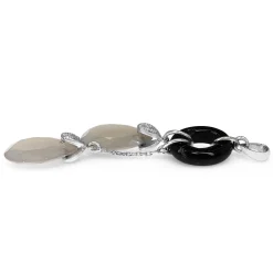 9ct White Gold Onyx, Diamond and Moonstone Pendant