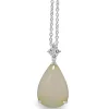 18ct White Gold Opal and Diamond Pendant