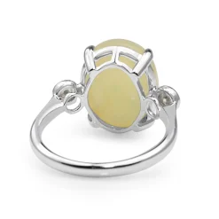 14ct White Gold Opal and Diamond 3 Stone Ring