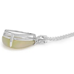 18ct White Gold Opal and Diamond Pendant