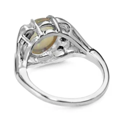 14ct White Gold Opal and Diamond Ring