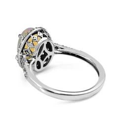 10ct White Gold Opal Diamond Halo Ring