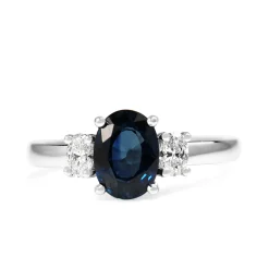 18ct White Gold Oval 1.75 Sapphire and Diamond Ring