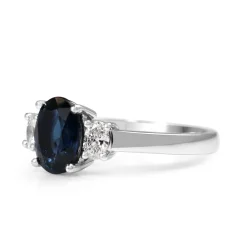 18ct White Gold Oval 1.75 Sapphire and Diamond Ring