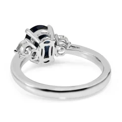 18ct White Gold Oval 2.10 Sapphire and Diamond 3 Stone Ring