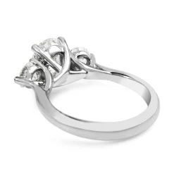 18ct White Gold Oval and Round Diamond 3 Stone Ring